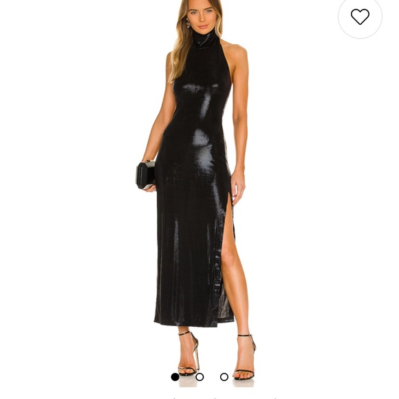 Norma Kamali Dresses & Skirts - Norma Kamali Halter Turtle Side Slit Gown in Black